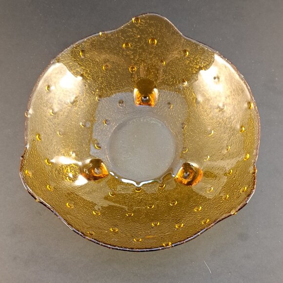 VTG Pin Dot Hobnail Amber Glass Bowl - Picture 3 of 4